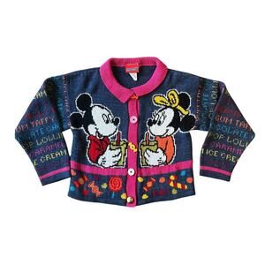Vintage Disney Mickey & Minnie Knit Cardigan Sweater Size 6X